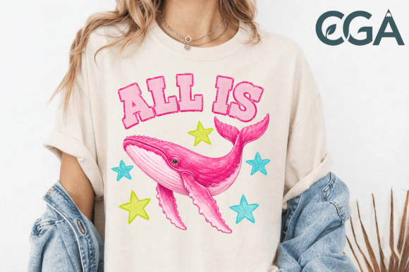 All is Well Pink Whale Retro PNG: A Creative Asset