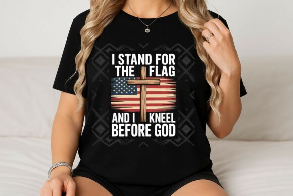 American Flag Cross and Patriotic Text: Faith & Freedom Design