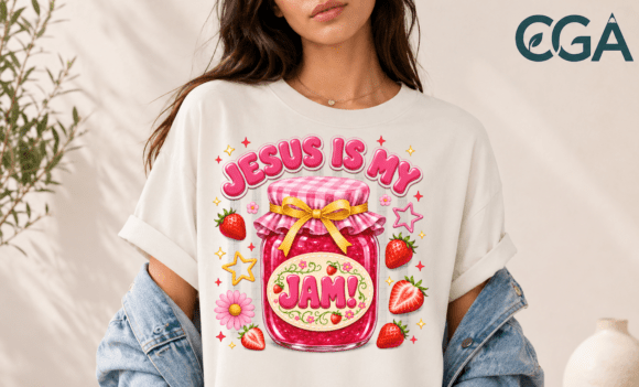 Jesus is My Jam Strawberry PNG: Faith & Fun