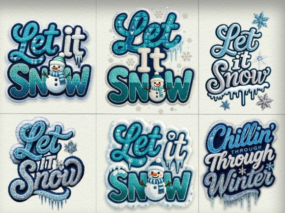 Let It Snow PNG Bundle – 6 Winter Design Essentials