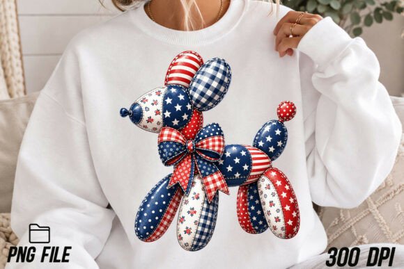 Patriotic Patchwork Balloon Dog PNG: A Bold Graphic Asset