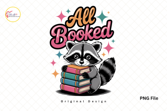 Raccoon Reading Lover All Booked PNG: A Cozy Design Asset
