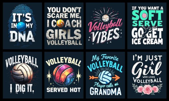 Unlock Creative Versatility: The Ultimate Volleyball T-Shirt Design Bundle